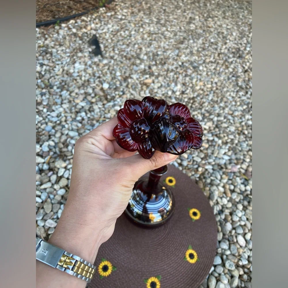 RARE DECO PLATINUM RINGS FENTON RUBY RARE DECO PLATINUM RINGS FENTON RUBY GLASS - Picture 3 of 7